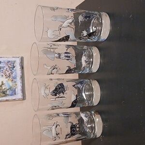 Set of Dog-Themed Glass Tumblers